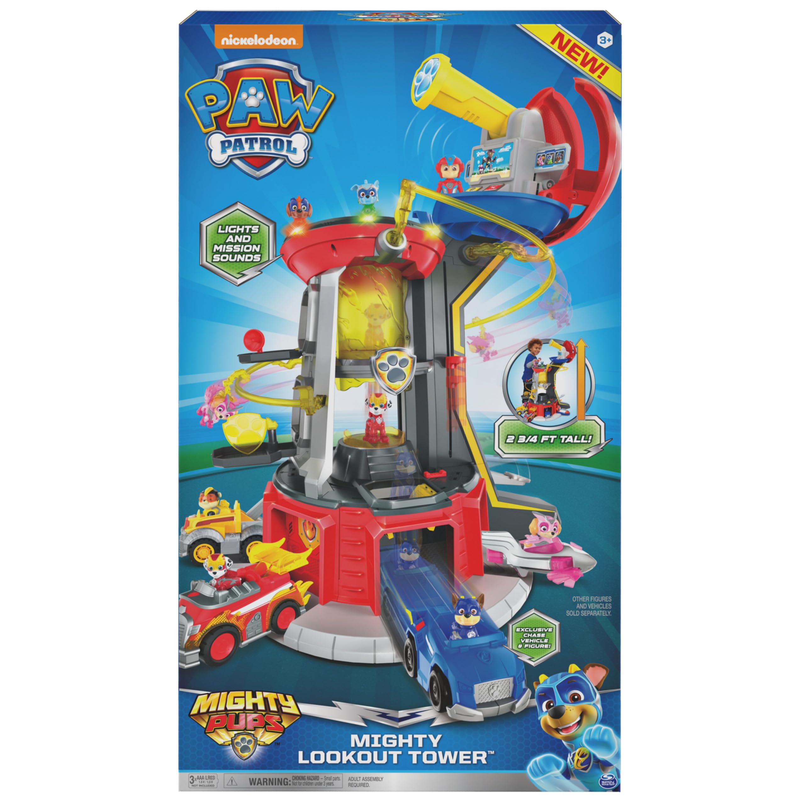 Paw Patrol Mighty Pups Super Paws Lookout Tower Playset with Lights & Sounds - Interactive Action Toy for Kids Ages 3+ | Role Play, Adventure & Gift Idea for Toddlers & Preschoolers