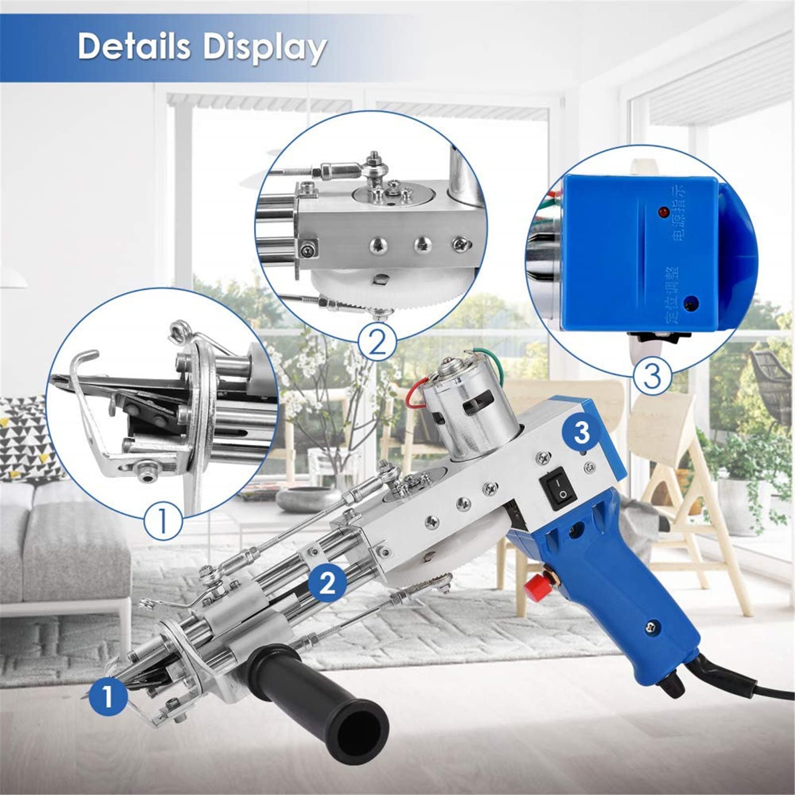 Electric Carpet Tufting Gun 7-21mm - Handheld Knitting Loop Pile Carpet Tool for DIY Rug Making, Carpet Weaving & Flocking - Perfect for Home Decor, Craft Projects & Professional Carpet Repair