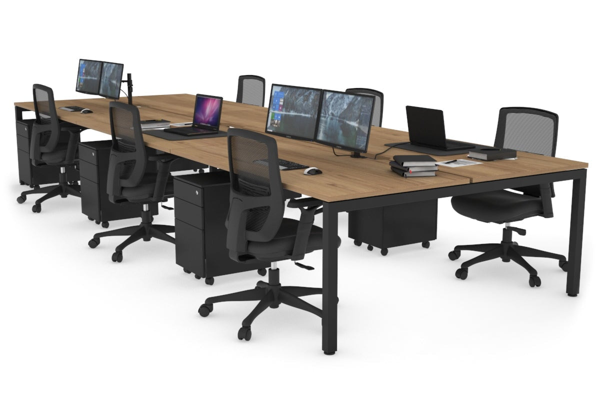 6-Person Office Workstation with Quadro Square Legs - 1600L x 800W Dimensions, Cable Management Scallop for Organized Workspace - Perfect for Open Office Layouts, Team Collaboration & Modern Workspaces