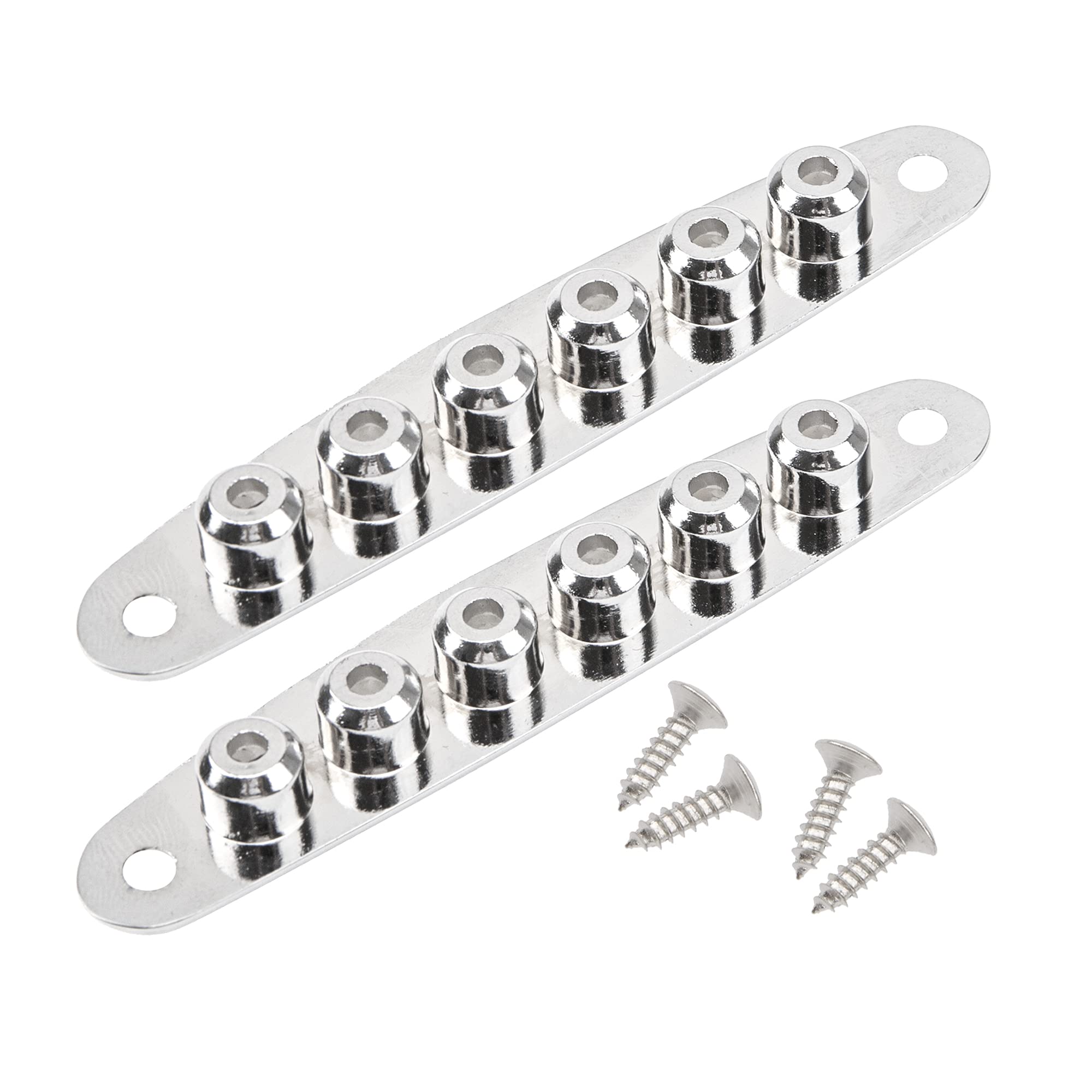 2Pcs Silver Guitar String Through Plate Bridge - Compatible with Electric Bass Guitar Parts - String Thru Body Ferrule Bushing Plate - Perfect for Guitar Repair & Custom Builds
