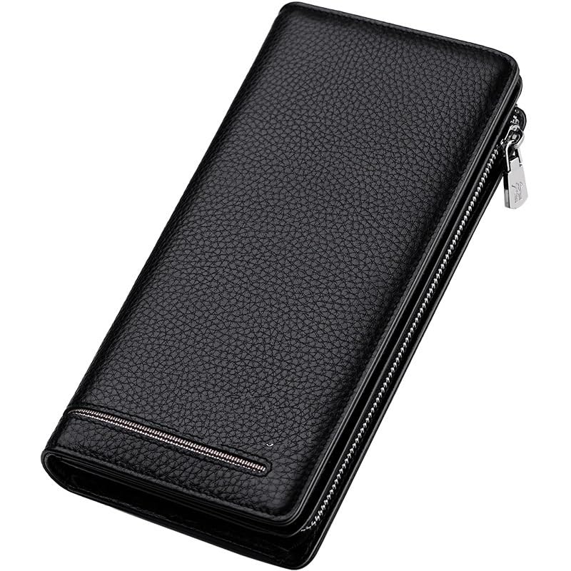 Premium Men's Leather Wallet with Zipper – Large Capacity RFID Blocking Card Holder & Money Organizer – Ideal for Travel, Business, and Everyday Use