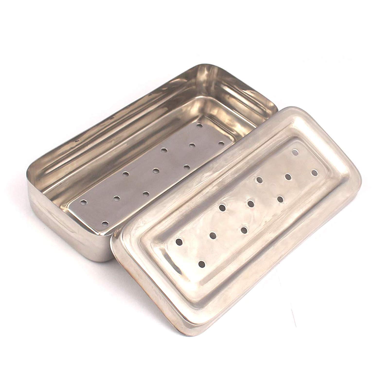 17x7x3cm Stainless Steel Perforated Holloware Tray Box for Medical & Dental Instruments - Durable & Hygienic Storage Solution for Clinics, Hospitals & Laboratories