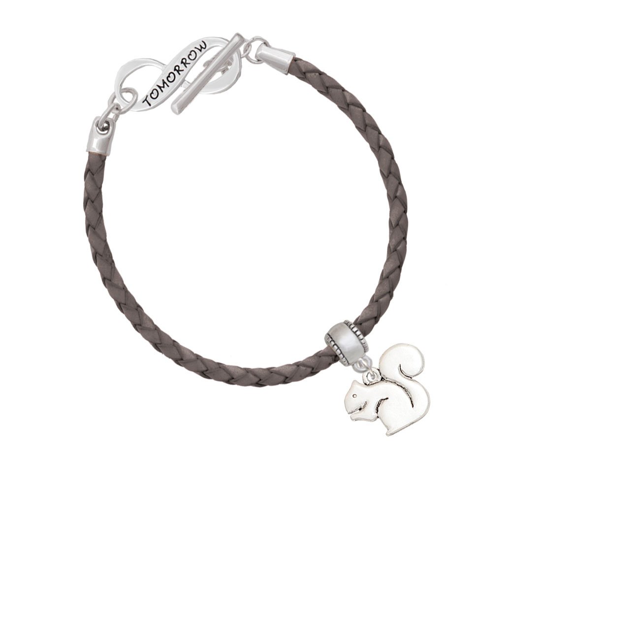 Silver Squirrel Infinity Bracelet - Grey Leather for Women's Fashion