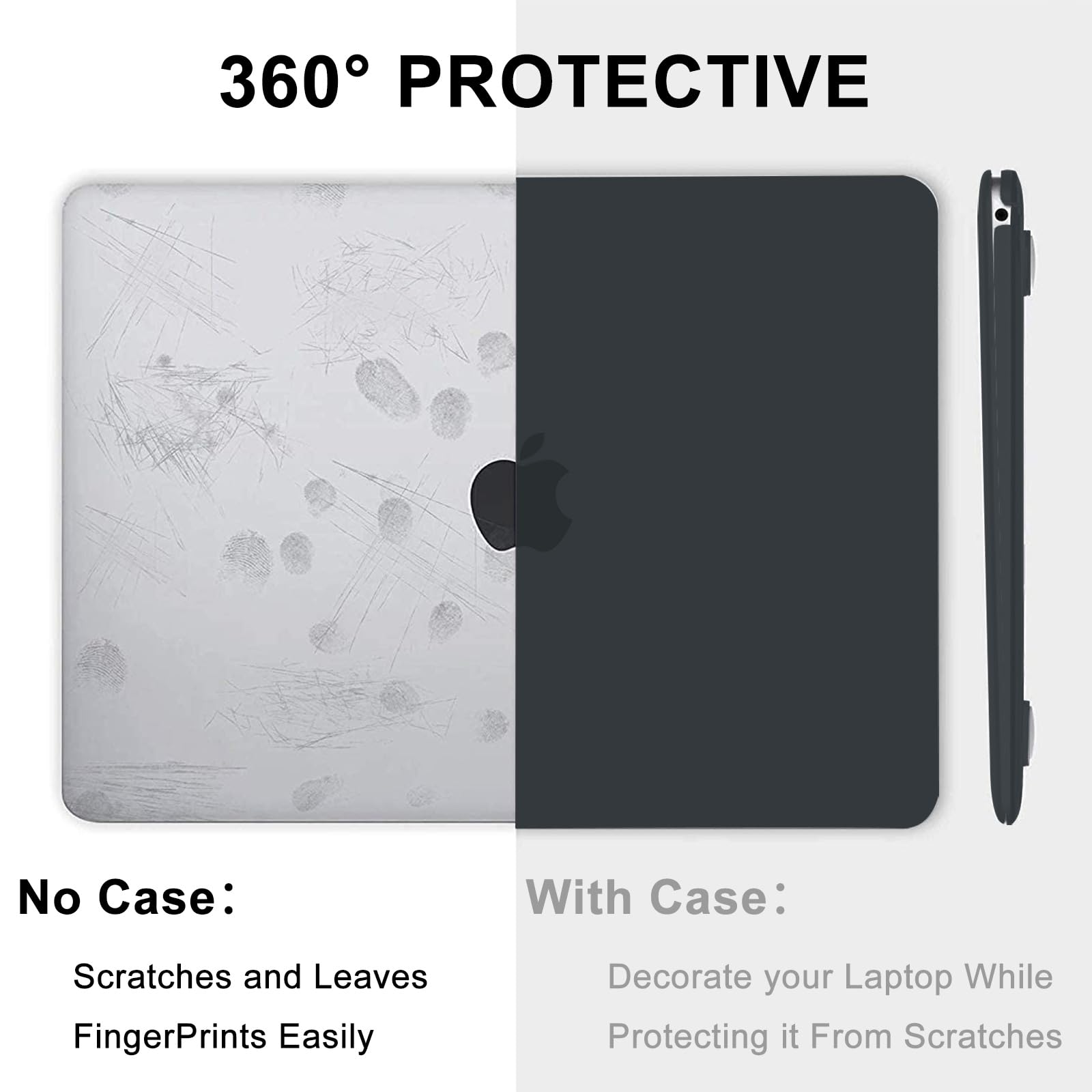 B BELK MacBook Air 13 Inch Case (M1/A2337/A2179/A1932) - Hard Plastic Shell Cover with Keyboard Protectors & Screen Protector for MacBook Air 2021 2020 2019 2018 Models - Perfect for Work, Travel & School Protection (Black)