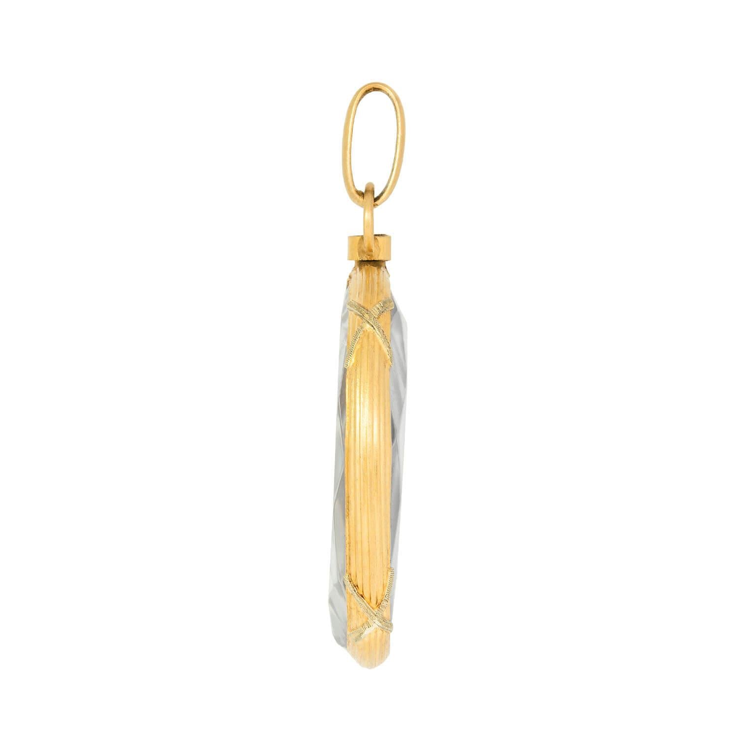 Antique Edwardian 18K Gold French Locket - Double Sided Beveled Glass Photo Pendant for Vintage Jewelry Collection | Perfect for Wedding, Anniversary & Heirloom Gifts