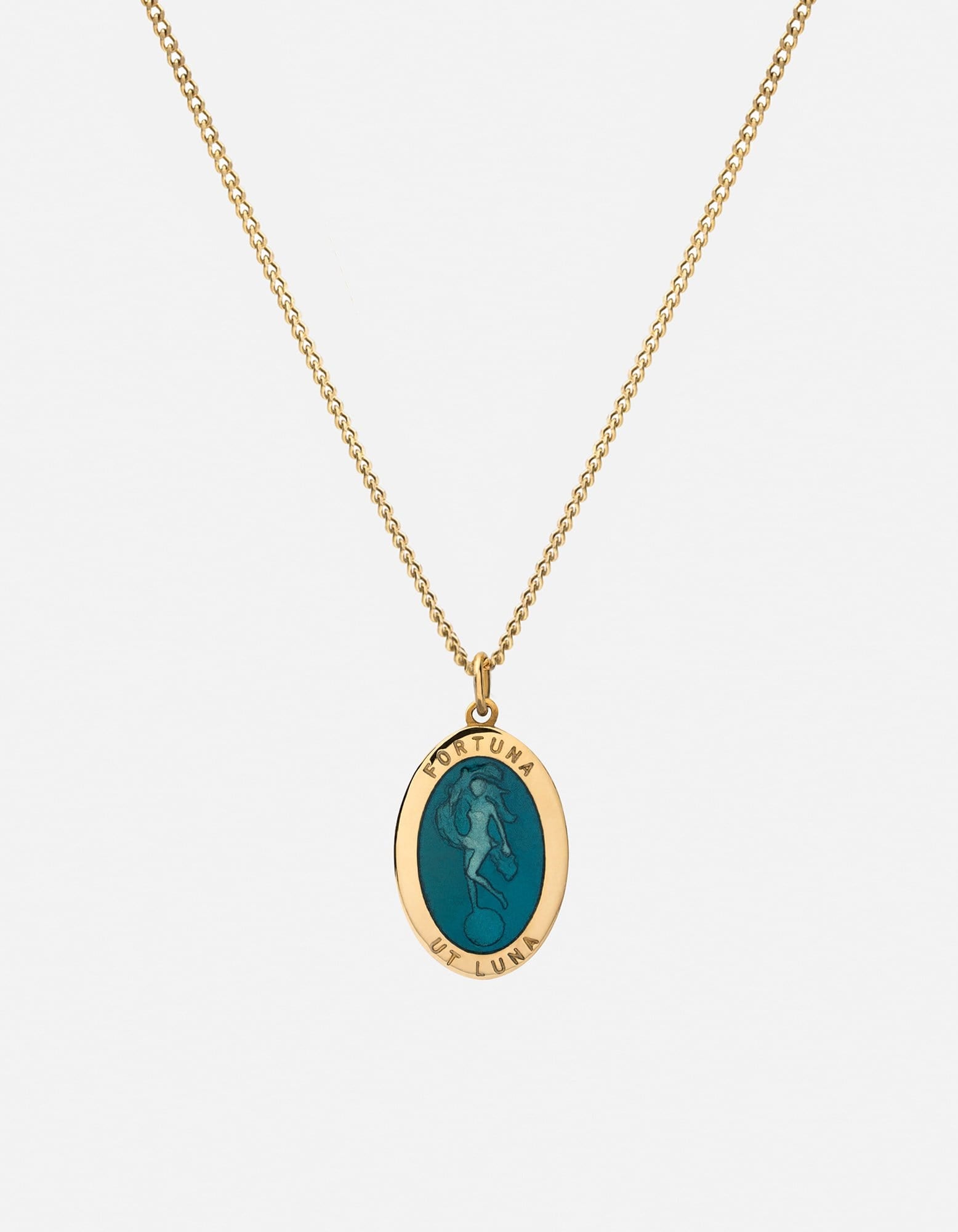 Fortuna Gold Vermeil Teal Necklace for Women - Elegant Layering Pendant Jewelry for Everyday Wear & Special Occasions