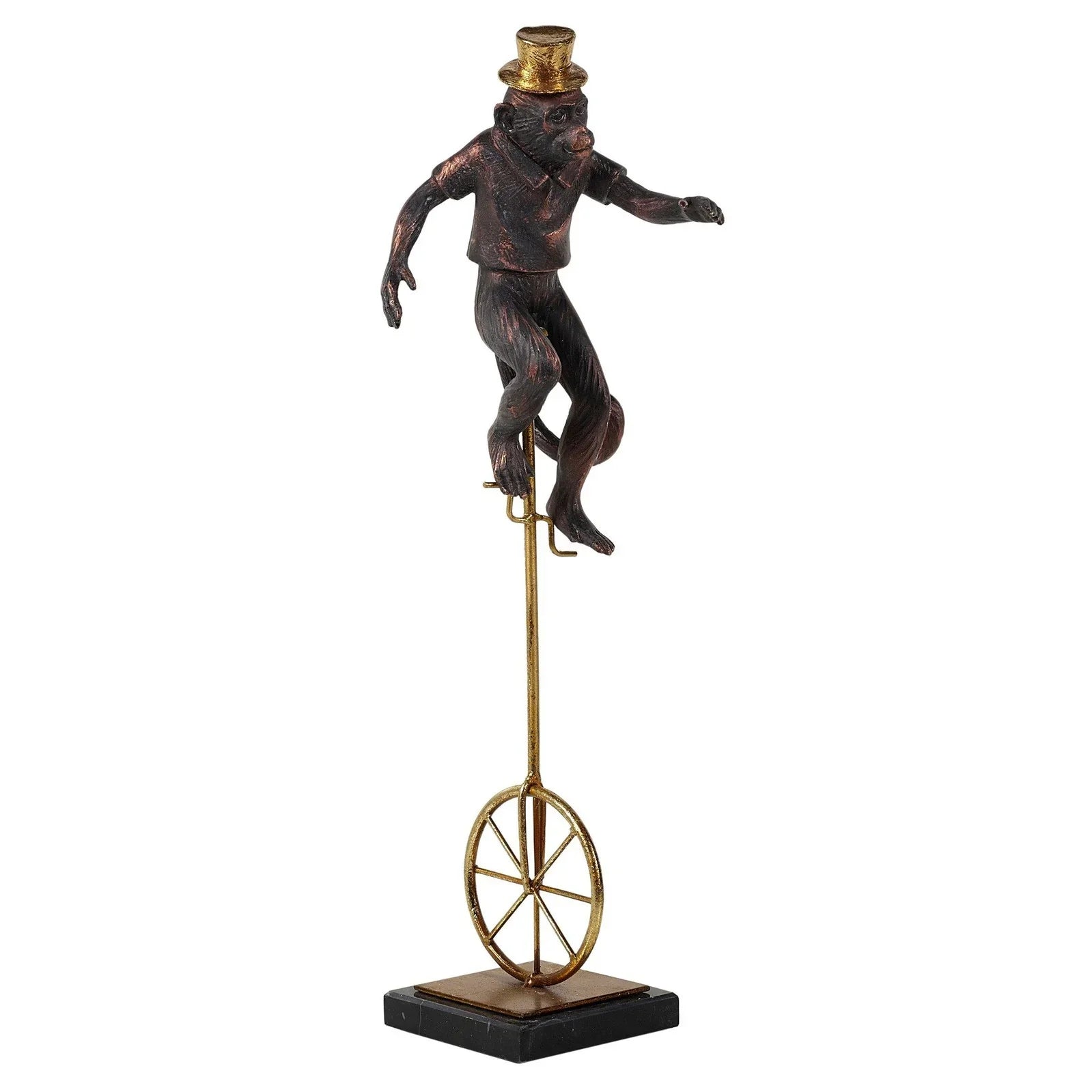 Circus Monkey Figurine - Black & Gold Finish - 3 Unique Styles - Home Decor & Gift Idea for Animal Lovers
