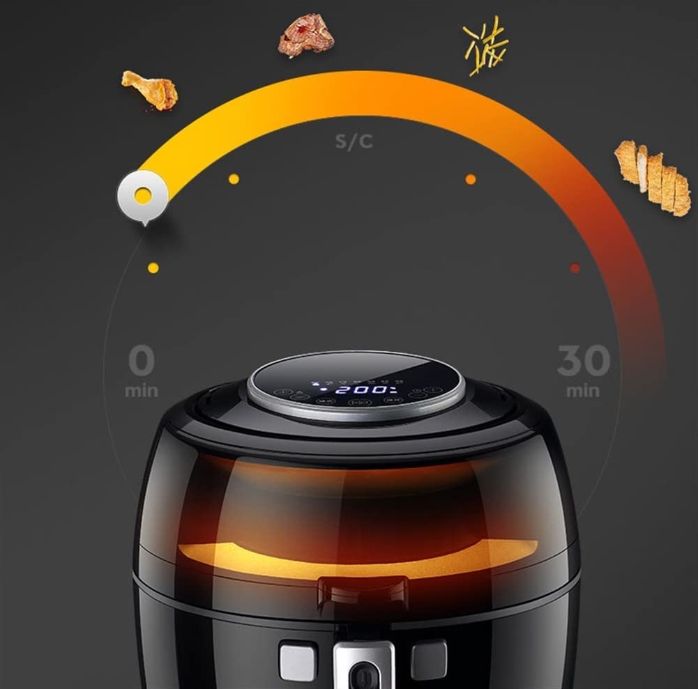 **1350W Digital Air Fryer with LED Touch Screen & Precise Temperature Control - Nonstick Detachable Basket, Auto Shut Off - Perfect for Healthy Frying, Baking, Roasting & Reheating - Black**
