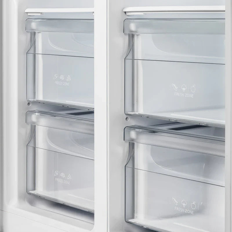 Forno Salerno 33 Inch Side by Side Refrigerator - 15.6 Cu.Ft. Capacity, Brass Handle, Energy Efficient, Black Stainless Steel (FFRBI1805 33BLK) - Perfect for Kitchen, Office, or Entertainment Spaces