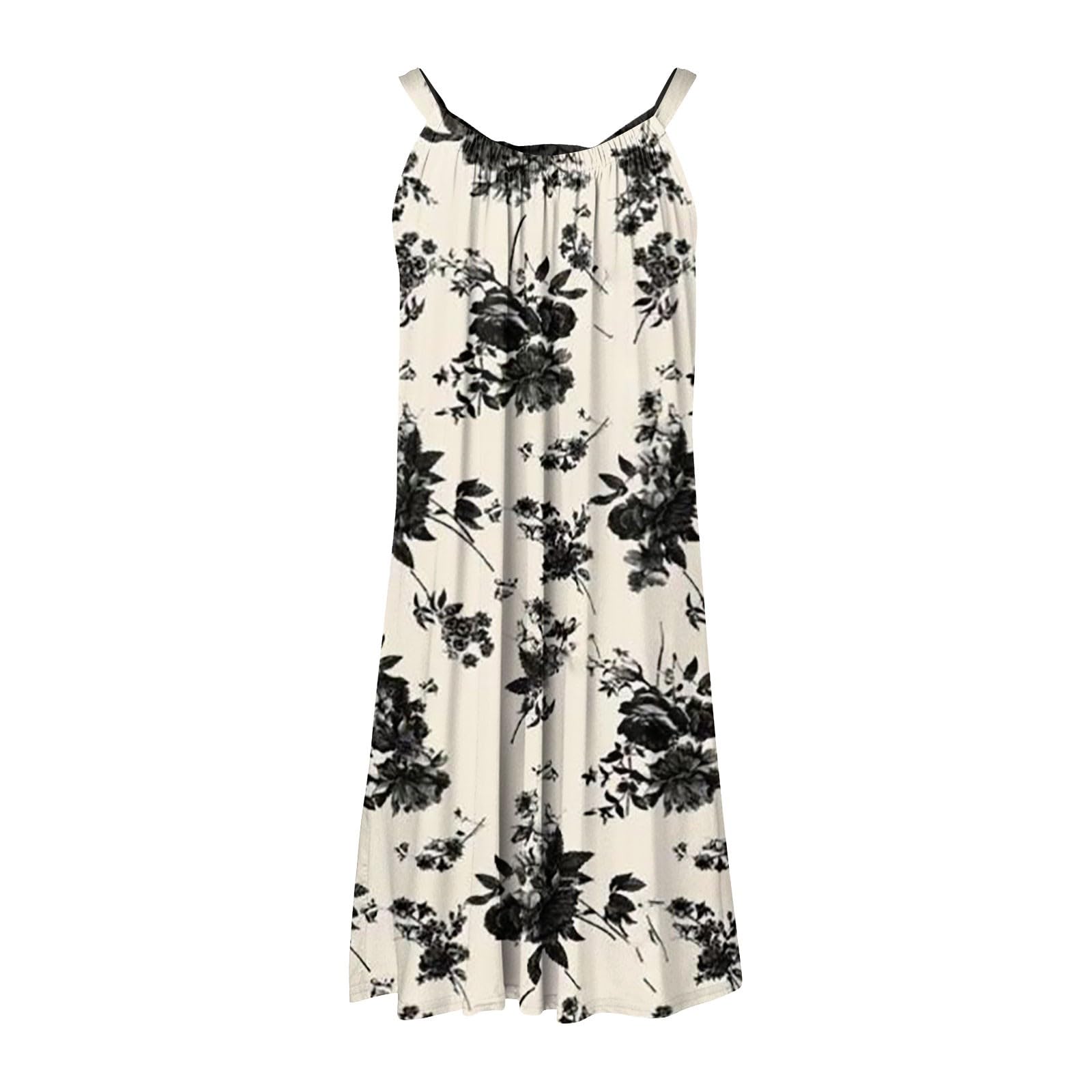Women's Plus Size Casual Sexy Summer Mini Sun Dress - Trendy Ruched Flowy Floral Swing Beach Dress for Vacation, Pool Party & Outdoor Activities