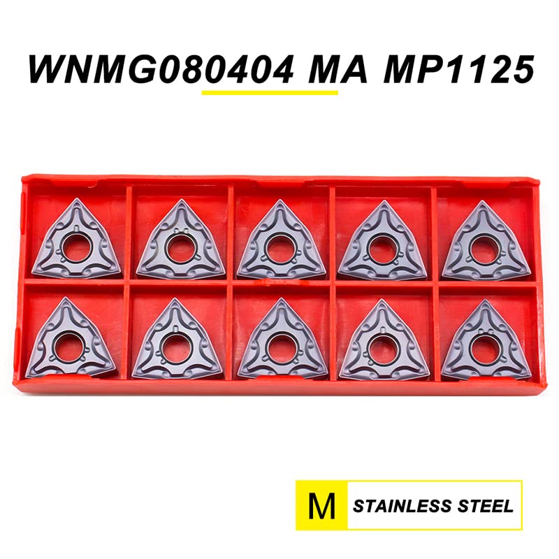 WNMG080404 MA MP1125 Carbide Inserts - 50PCS Tungsten Carbide Turning Blades for CNC Lathe Tools - High Precision External Turning Inserts for Stainless Steel Machining - Perfect for Industrial Metalworking and CNC Turning Operations