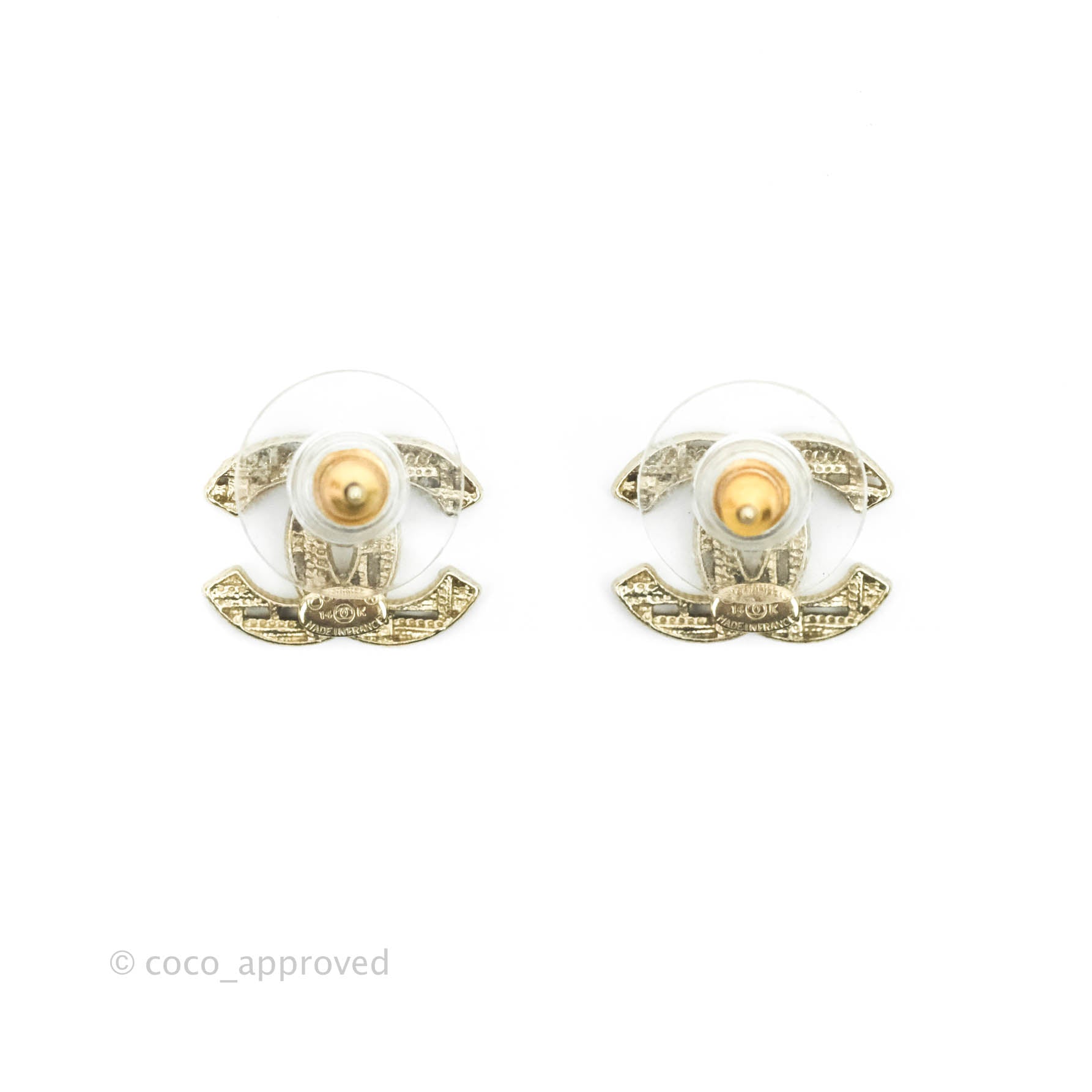 Chanel CC Logo Earrings 14K Gold Plated - Elegant Luxury Jewelry for Women, Perfect for Parties, Weddings & Special Occasions
