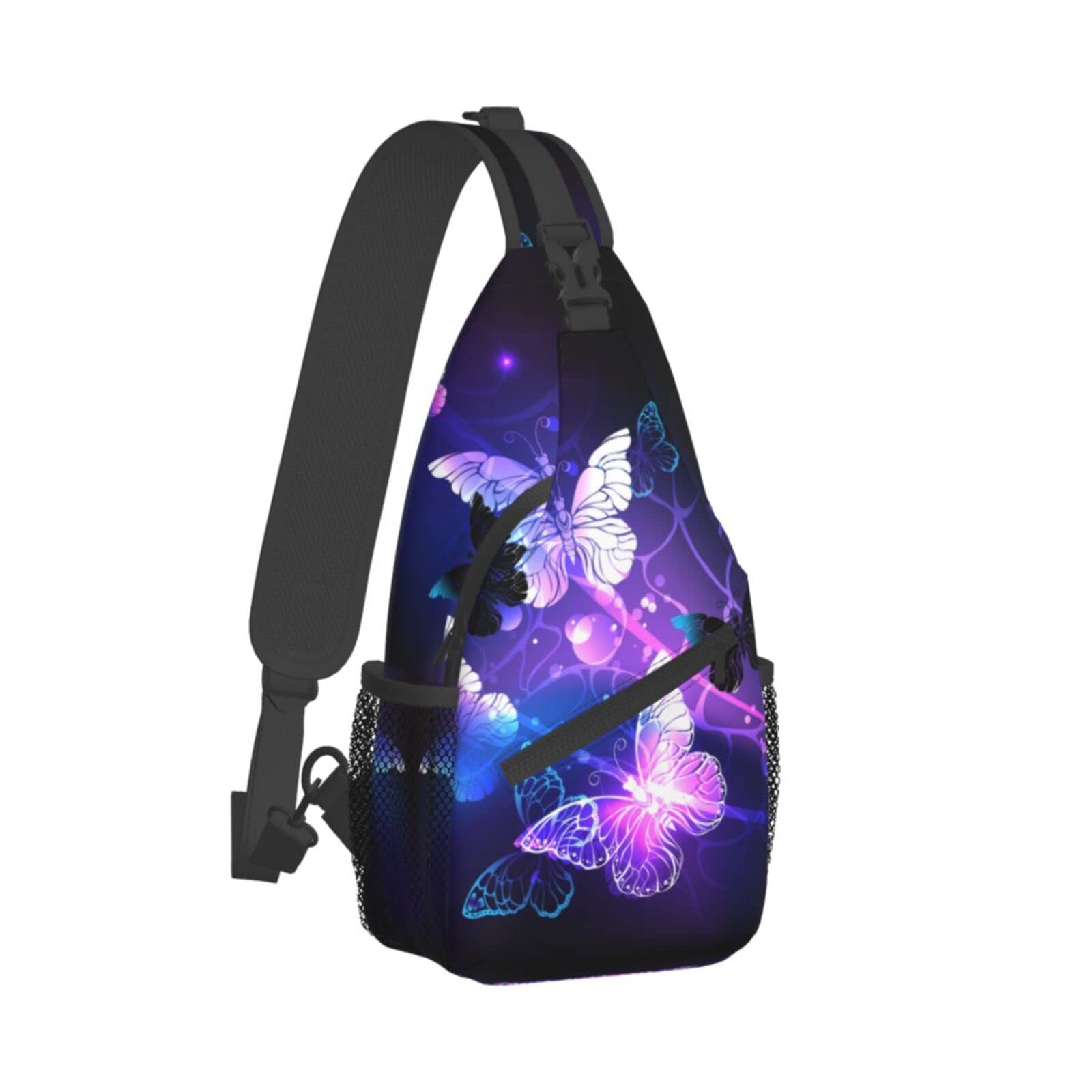 Butterfly Crossbody Sling Backpack - Lightweight Travel Hiking Chest Bag for Women & Men, Purple Daypack for Outdoor Adventures, Shopping & Daily Use