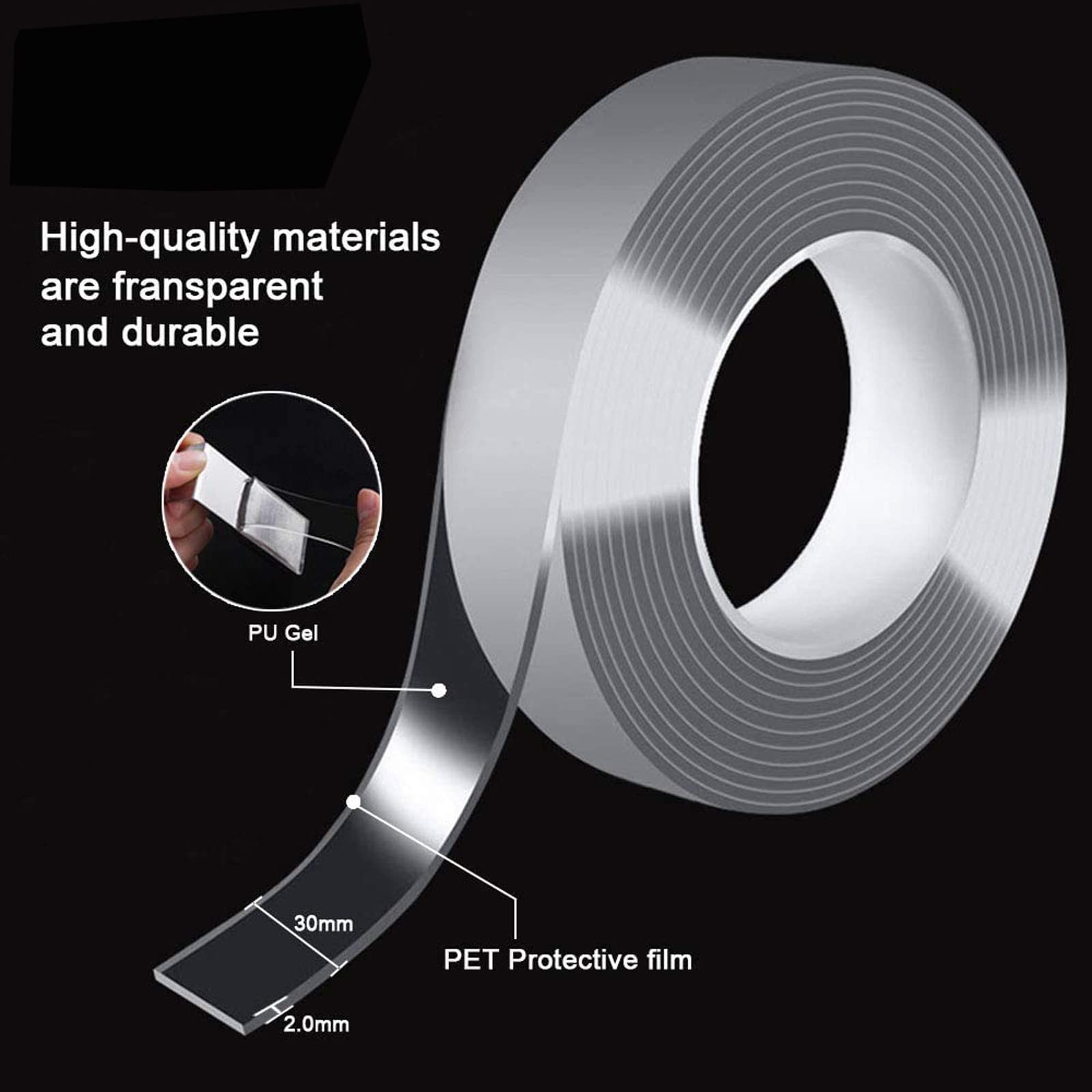 ONLUCKY Heavy Duty Double Sided Tape - 9.85FT Multipurpose Removable Mounting Adhesive, Reusable Strong Sticky Wall Tape for Hanging Pictures, Posters, Decorations & Home Organization