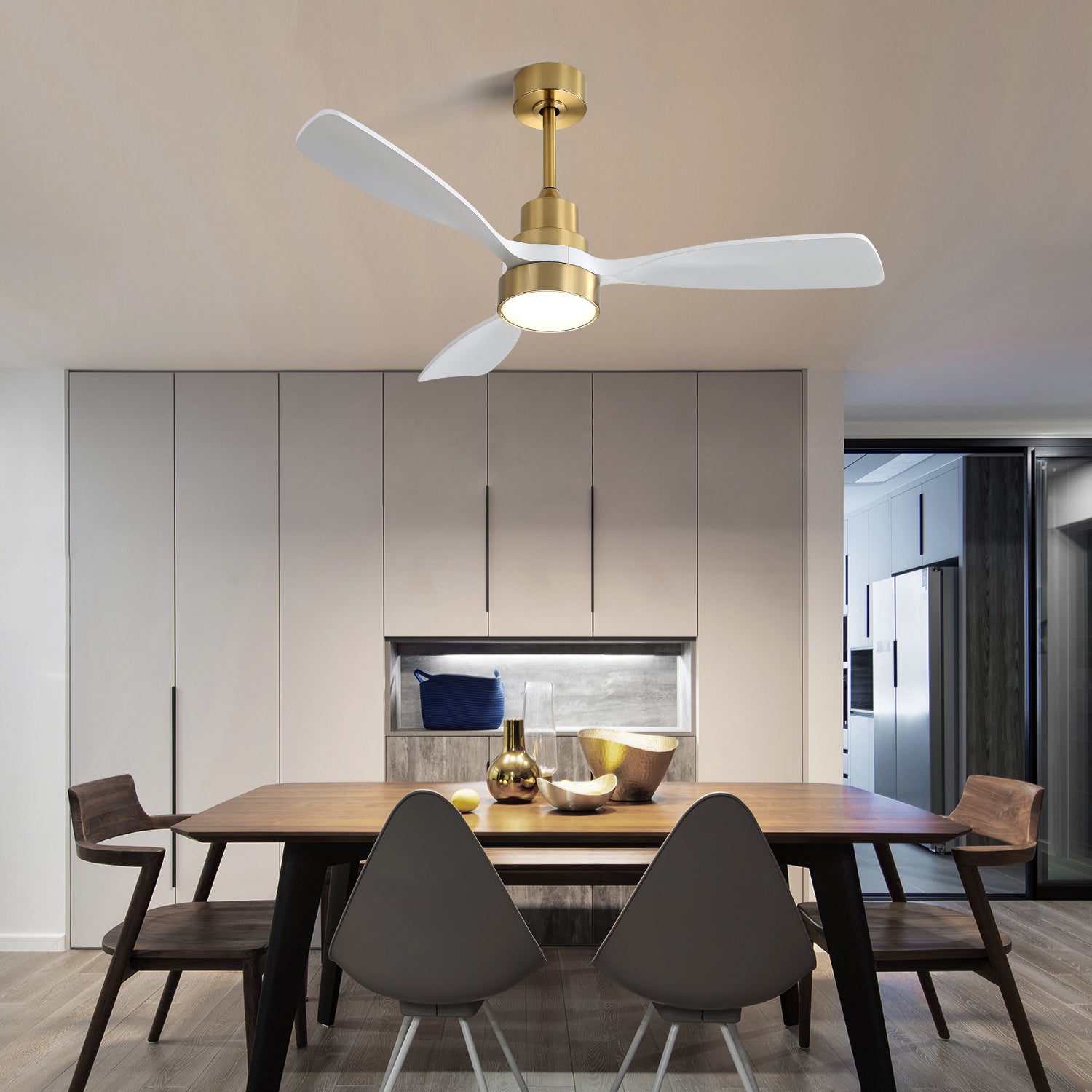 48 Inch Wood Ceiling Fan with 3 Solid Wood Blades - Remote Control, Reversible DC Motor - Perfect for Living Room, Bedroom & Home Office - Energy Efficient & Quiet Operation