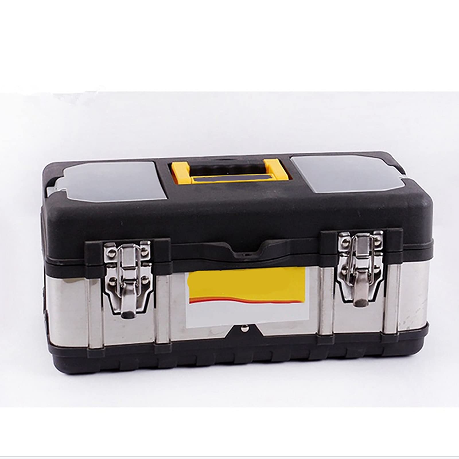 **LANGCA 14-Inch Stainless Steel Double-Layer Tool Box with Handle – Heavy-Duty Storage for Hardware, Electrician Tools, and Car Accessories – Perfect for Home, Garage, and Workshop Organization**