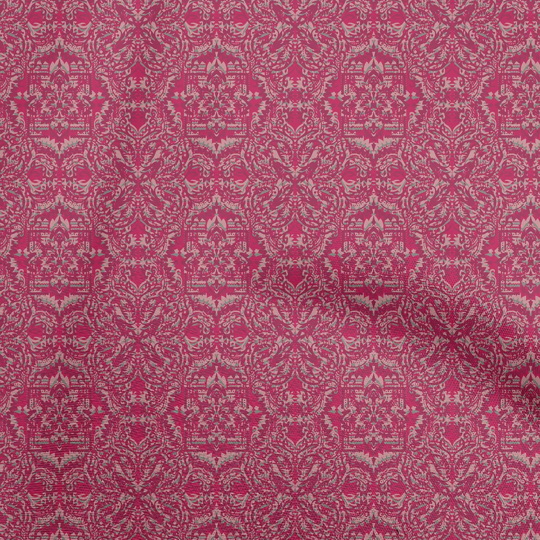 oneOone Rayon Magenta Floral Print Fabric - 56 Inch Wide Sewing Material for DIY Clothing, Dresses & Home Decor Projects | Premium Quality by The Yard