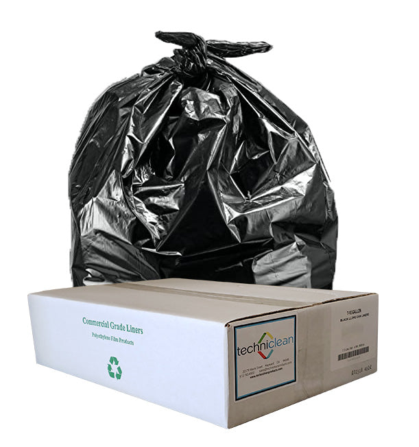 24 x 23 Inch Low Density Trash Can Liners 0.4 Mil Thickness, Black Garbage Bags (500 Count) - Perfect for Small Office Bins, Bathroom Wastebaskets & Kitchen Trash Cans