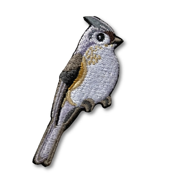 Bird Collective Tufted Titmouse Embroidered Iron-On Patch - Cute Backpack & Jacket Decoration for Nature Lovers & Bird Enthusiasts