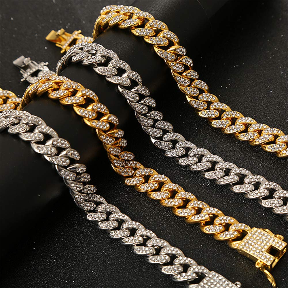 Kelistom Cuban Link Iced Out Rhinestone Anklet - 18K Gold & White Gold Plated Punk Hip-Hop Ankle Bracelet for Women | Perfect for Parties, Concerts & Streetwear Fashion