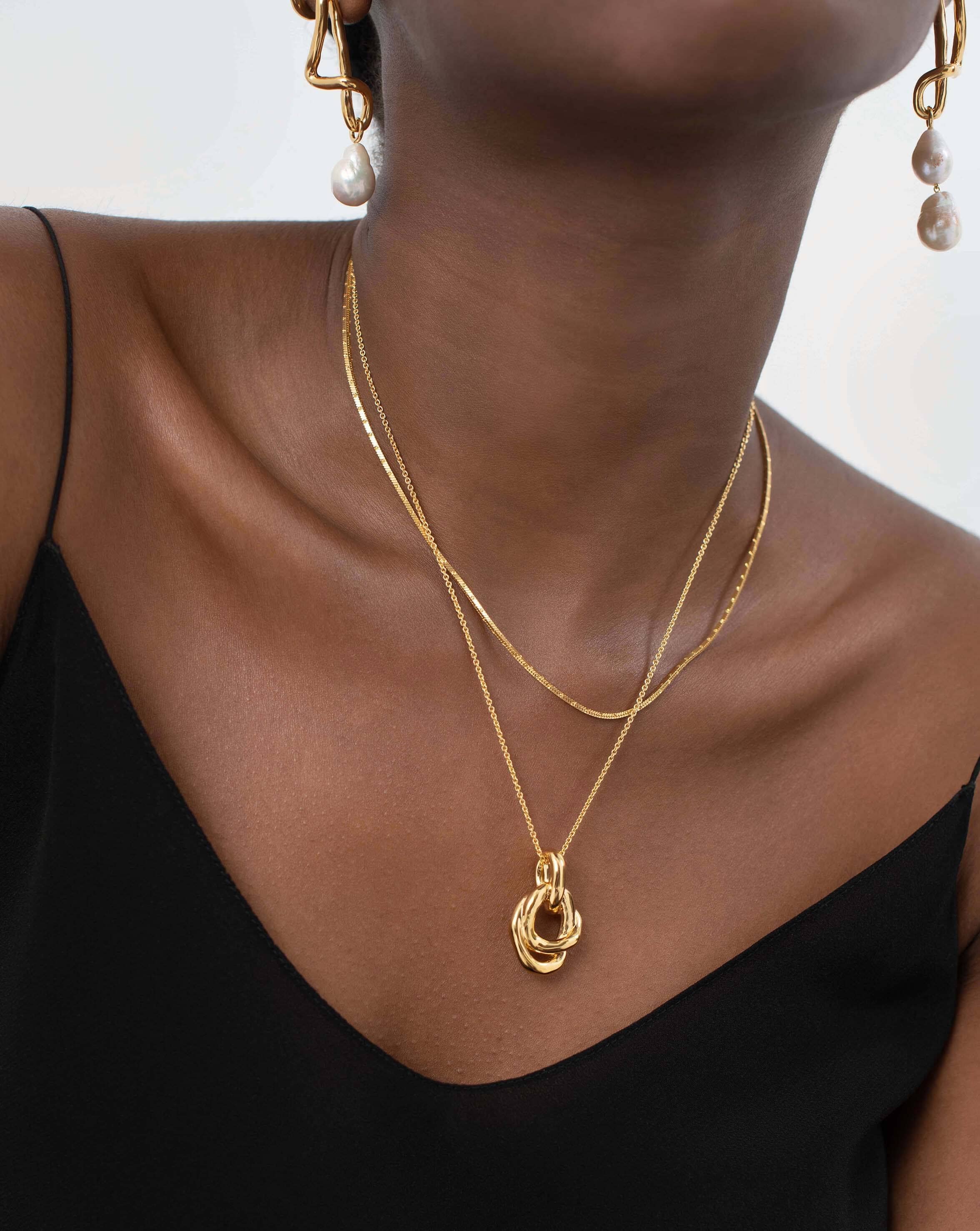 Molten Twisted Double Pendant Necklace for Women - Unique Handmade Silver Jewelry Gift for Birthday, Anniversary & Valentine's Day - Perfect for Date Night, Party & Special Occasions