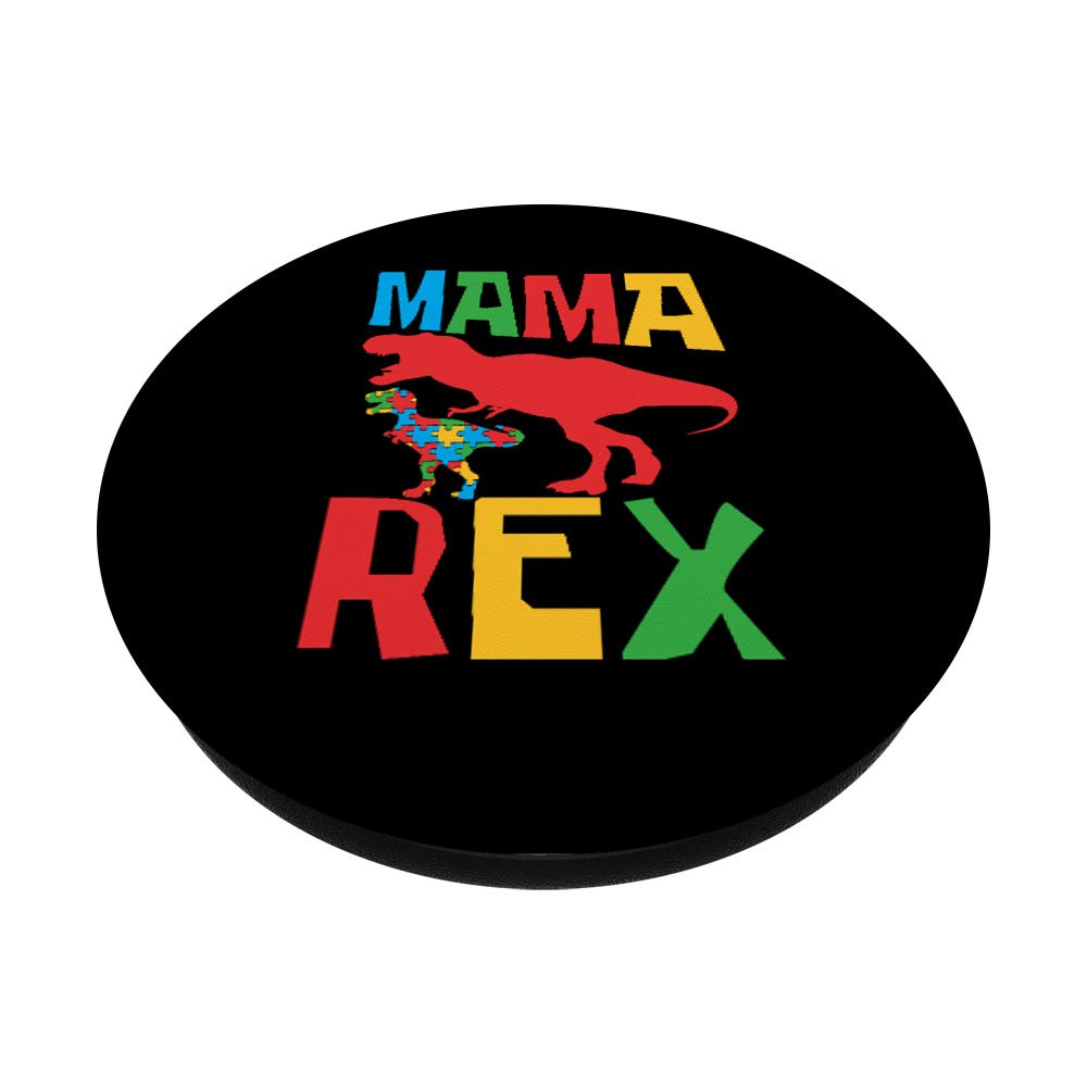 Autism Awareness PopSocket Grip - Mama Rex Dinosaur Puzzle Design, Swappable Phone & Tablet Accessory for Autism Moms, Perfect for Daily Use & Travel