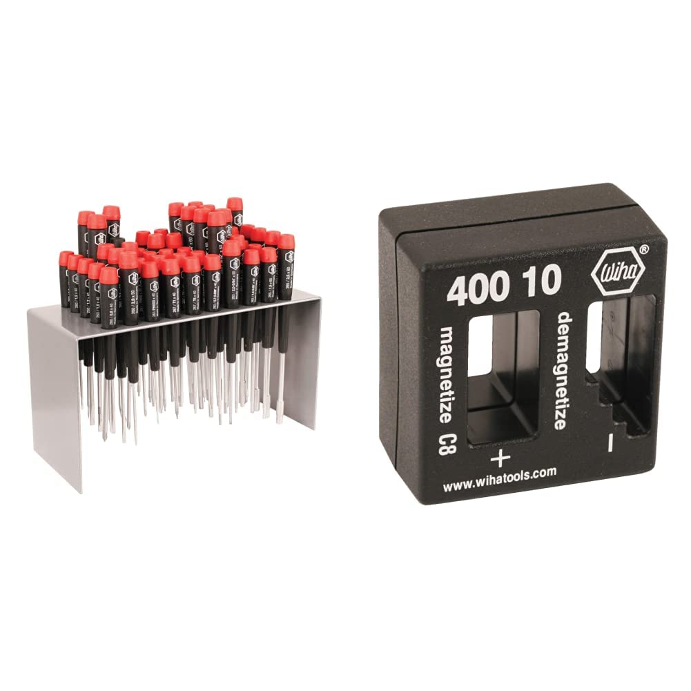 Wiha 92190 50-Piece Master Technicians Bench Top Tool Set with 40010 Magnetizer Demagnetizer - Professional Screwdriver Kit for Electronics Repair, DIY Projects & Home Maintenance