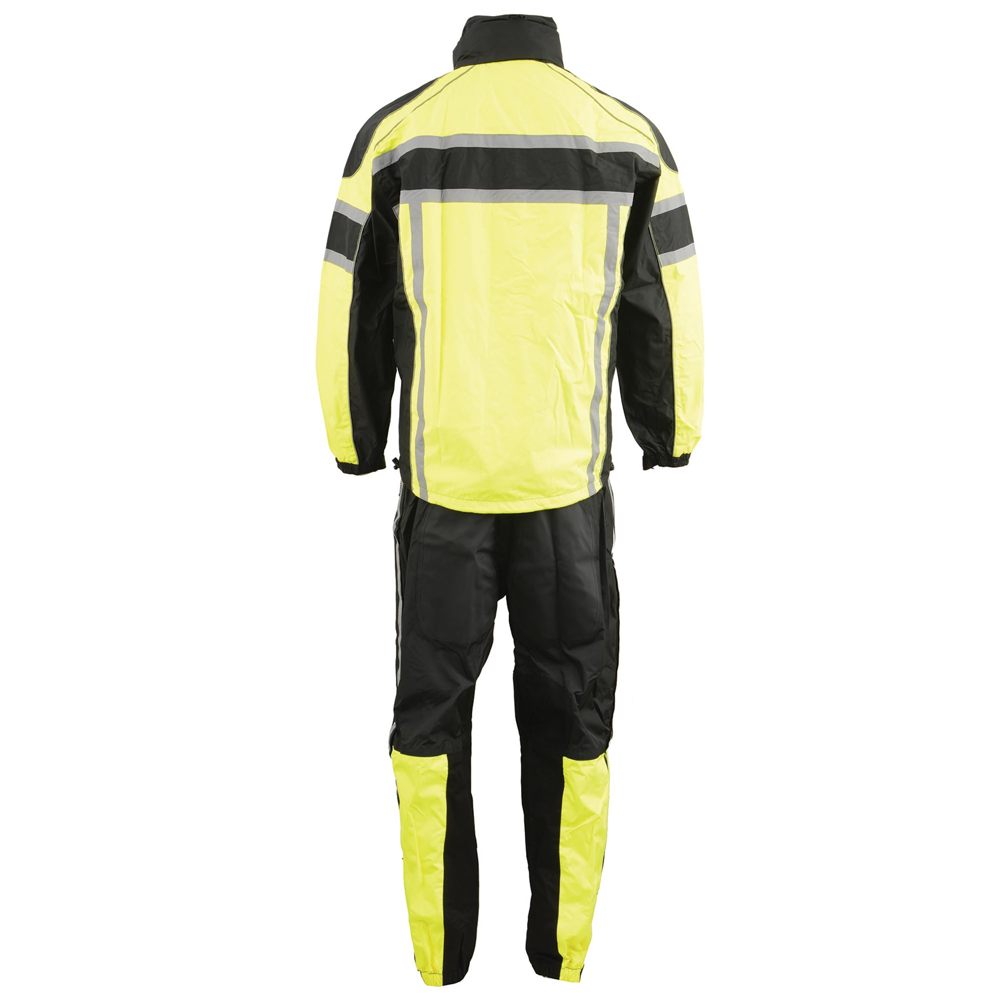 Milwaukee Leather Men's Waterproof Motorcycle Rain Suit - Black & Neon Orange/Green with Reflective Tape & Heat Leg Guards | All-Weather Biker Gear for Commuting & Road Trips
