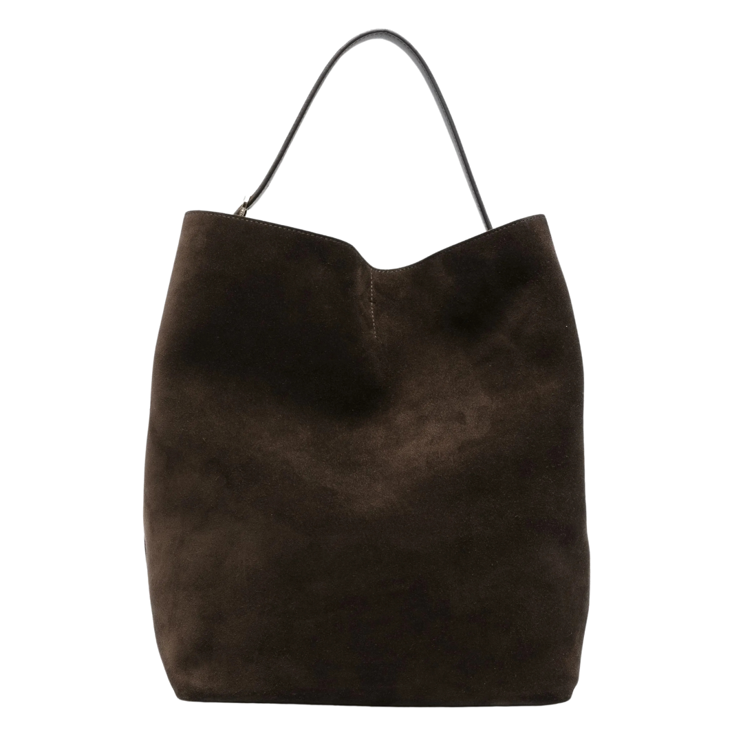 Premium Espresso Suede Belted Tote Bag for Women - Stylish Leather Shoulder Handbag - Perfect for Work, Travel & Everyday Use