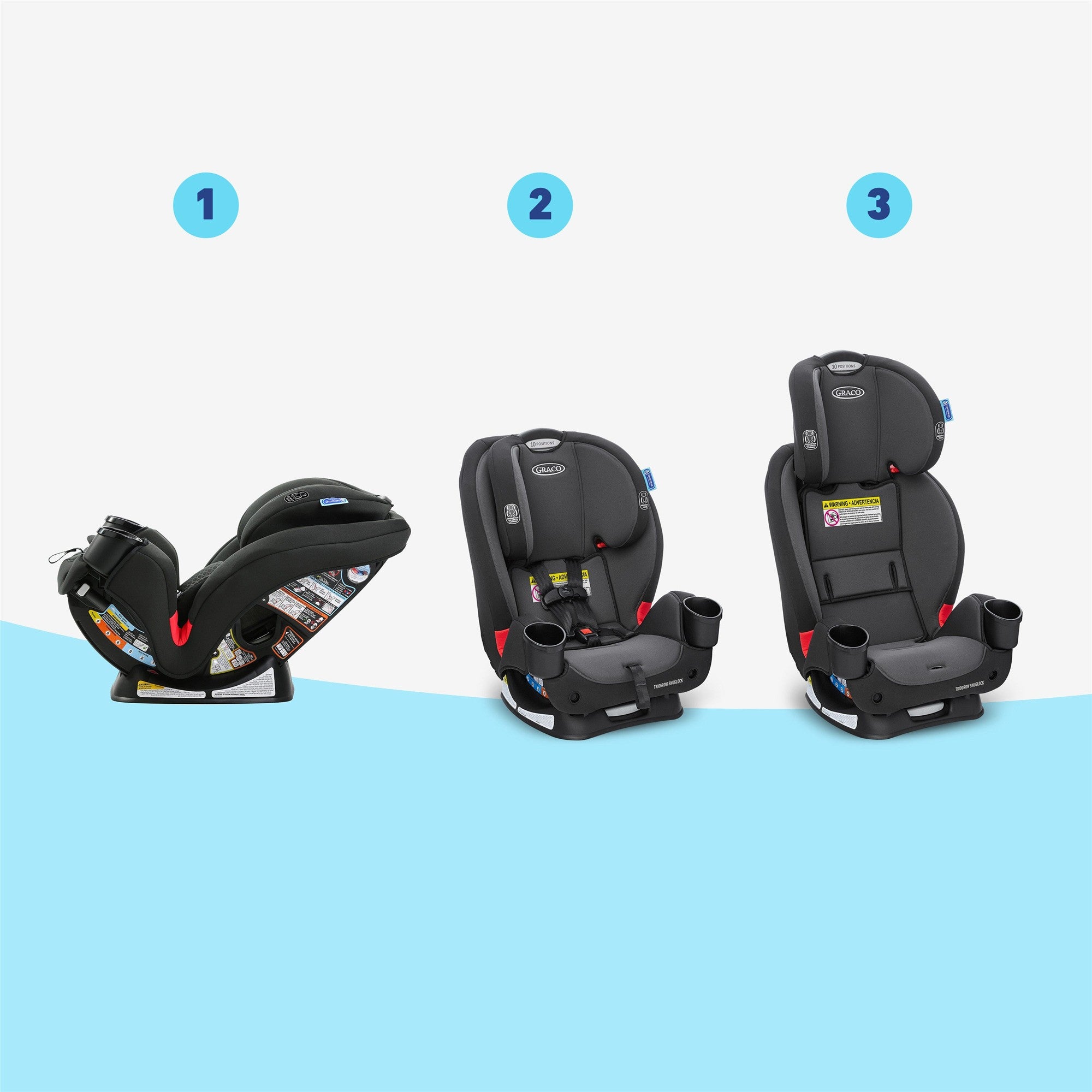 Graco TrioGrow SnugLock 3-in-1 Convertible Car Seat for Infants to Toddlers - Safe & Comfortable for Rear-Facing, Forward-Facing & Booster Mode - Perfect for Family Travel, Road Trips & Daily Commutes