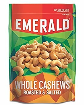 Premium Emerald Roasted & Salted Whole Cashews - 5 Oz Resealable Stand-Up Bag (Pack of 3) | Healthy Snack for Office, Travel & Party | Gluten-Free & Non-GMO