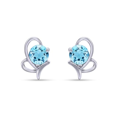 White Gold Plated Silver- Simulated Aquamarine