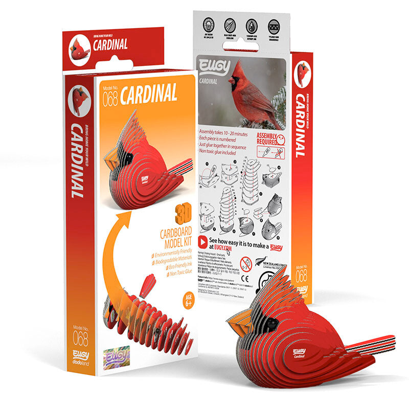 EUGY Cardinal 3D Puzzle - DIY Wooden Bird Model Kit for Adults & Kids - Fun Home Decor & Educational STEM Toy for Bird Lovers - Perfect for Christmas Gifts, Classroom Activities & Family Bonding Time