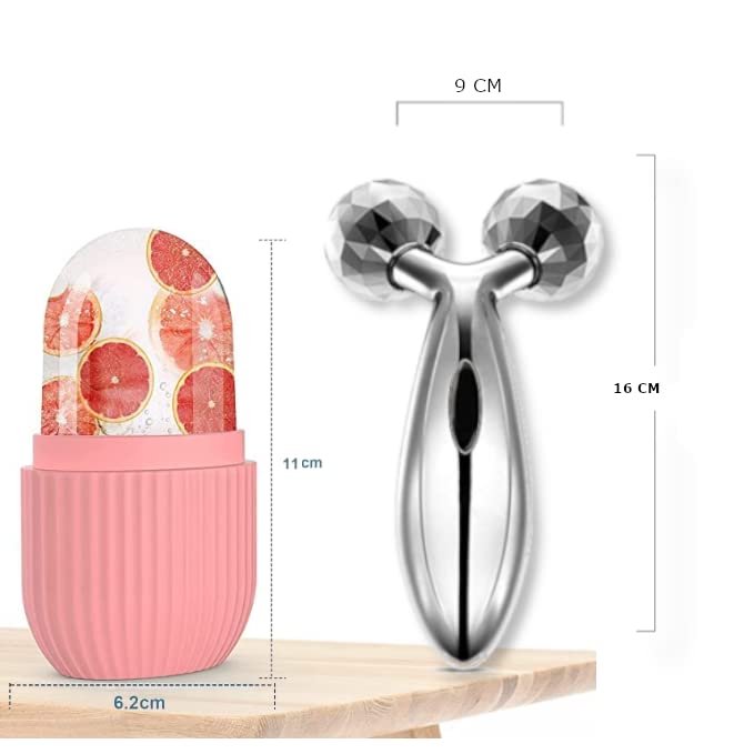 Xevin Ice Roller & 3D Massager Roller Set - Facial & Body Cooling Therapy for Puffiness, Wrinkles, Dark Circles - Anti-Aging Skincare Tool for Women & Men - Perfect for Post-Workout Recovery & Morning De-Puffing (Ice Roller + 3D Roller)