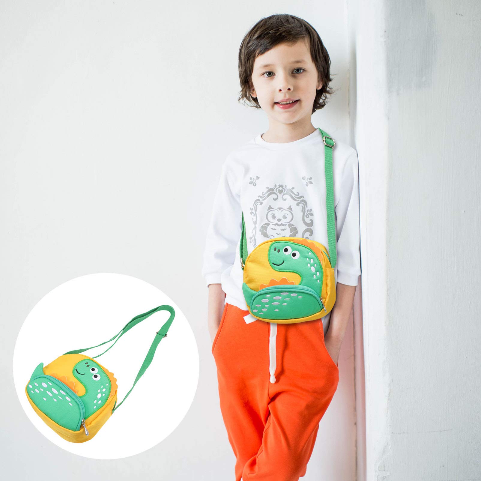 VALICLUD Cute Dinosaur Cartoon Shoulder Bag for Kids - Adjustable Crossbody Purse for Kindergarten Boys & Girls - Small Coin Wallet for Toddler Gifts & Favors | Perfect for School, Travel & Daily Use