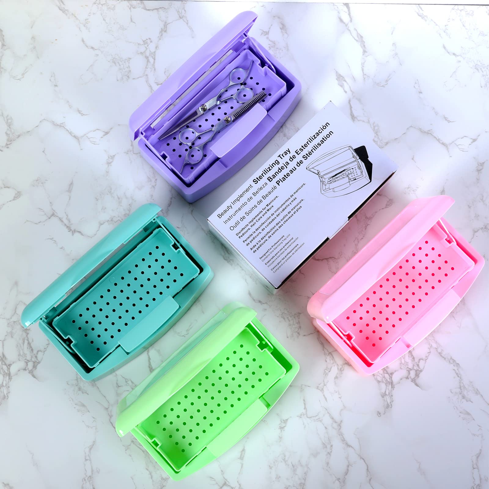 Barbicide Sterilization Tray - Plastic Sterilizing Box with Clear Lid for Nail Tools, Tweezers & Salon Equipment | Hair Spa, Manicure & Barber Organizer | Sanitize & Store Beauty Tools Safely