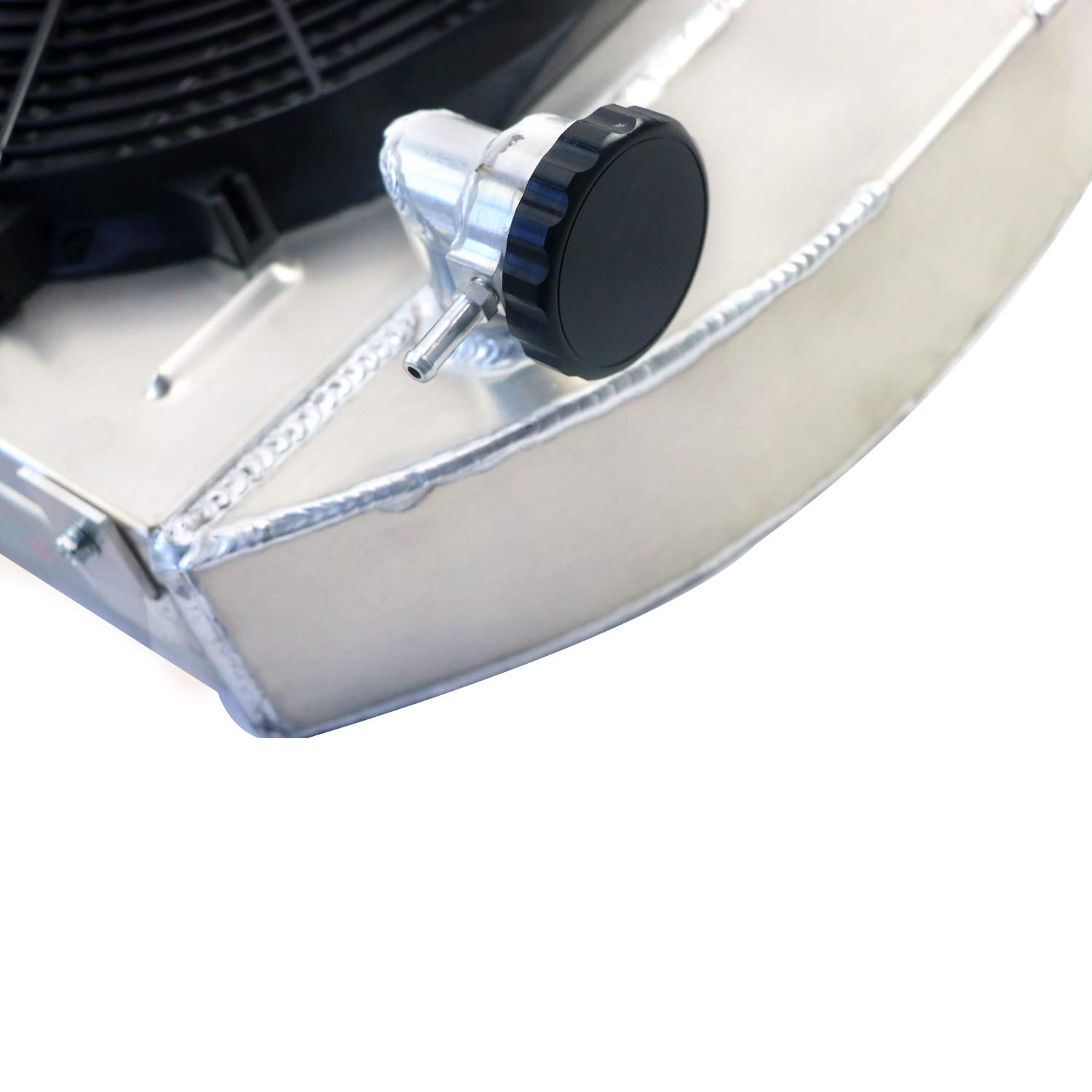 ALLOYWORKS 3 Row Aluminum Radiator with Shroud Fan - Compatible with 1917-1927 Ford Model T & Chevy Engine Bucket | High-Performance Cooling for Classic Car Restoration & Hot Rod Builds