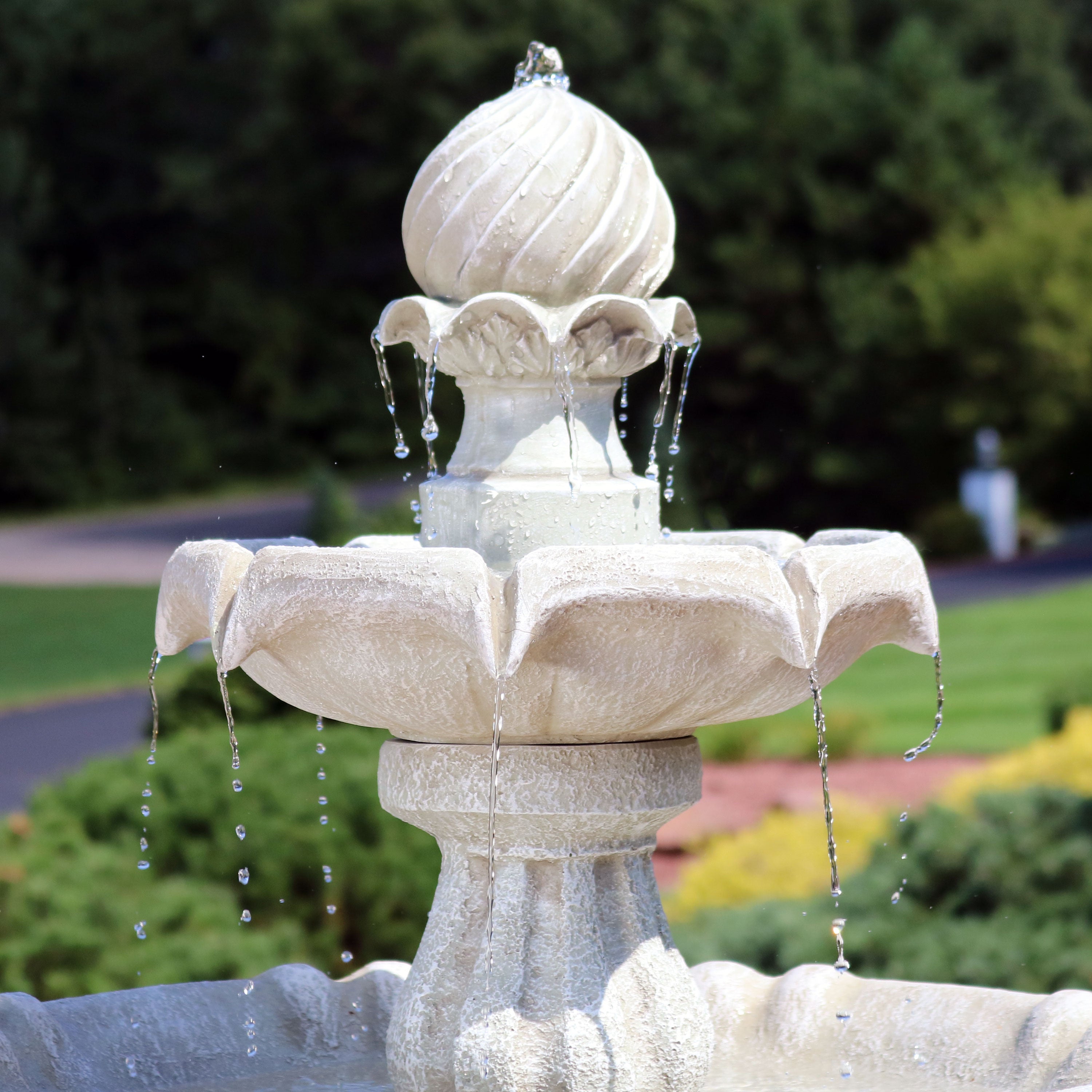 Sunnydaze 2-Tier Solar Powered Outdoor Water Fountain with Battery Backup - Perfect for Garden, Patio, and Backyard Decor