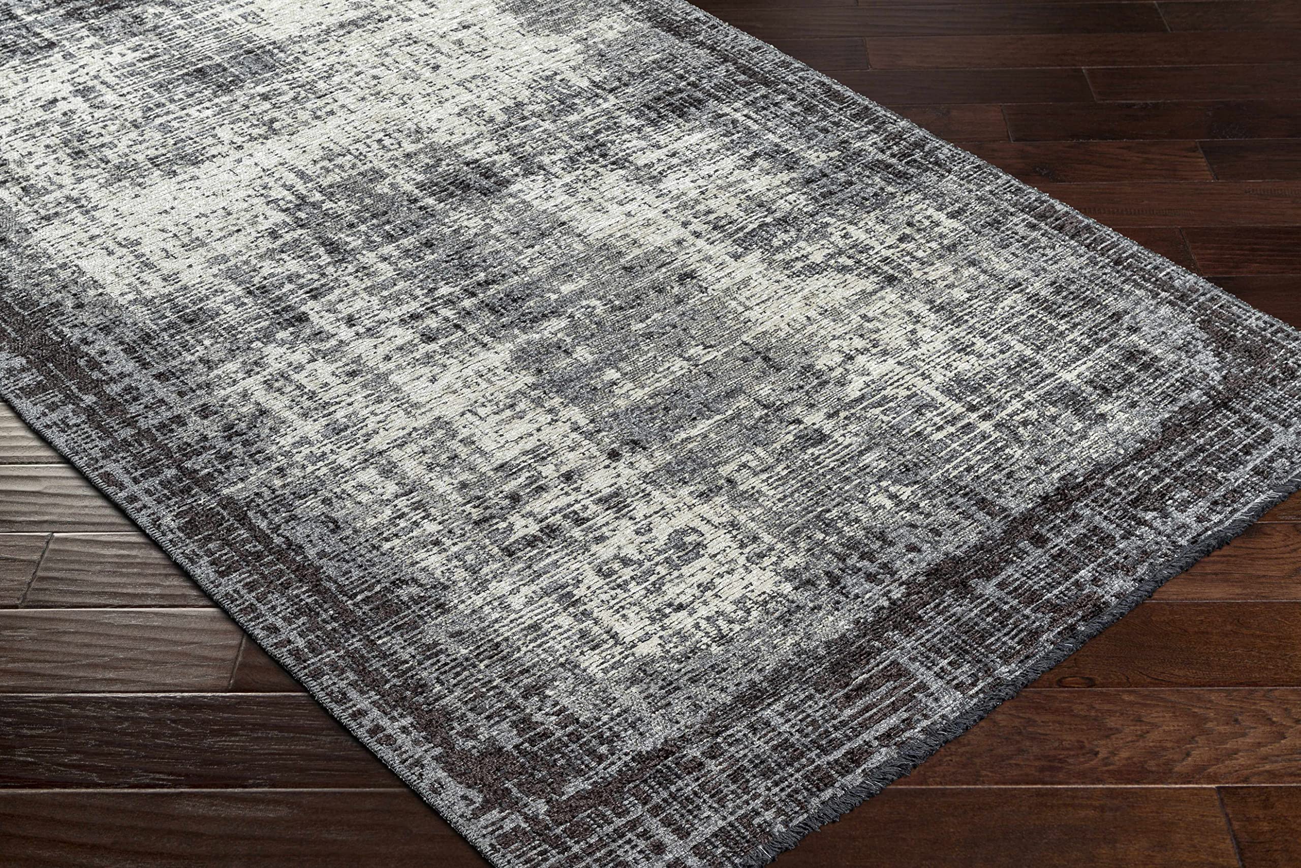 Hauteloom Appa Modern Area Rug for Living Room & Bedroom - Soft Gray, Beige, Blue - 9'10