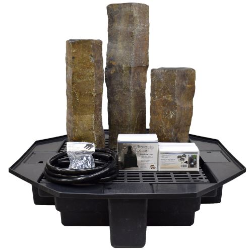 EasyPro Tranquil Décor Polished Top Real Basalt Stone Set of 3 (20, 27, 35 inches) - Perfect for Zen Gardens, Home Decor & Meditation Spaces