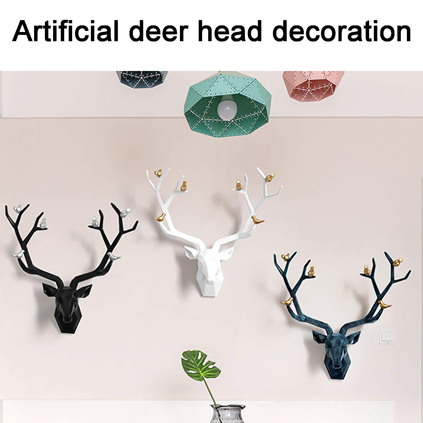 Large Faux Deer Head Wall Decor - Rustic Antler Wall Sculpture for Home & Office - Modern Faux Taxidermy Animal Head Art - Perfect for Living Room, Bedroom or Cabin Decor