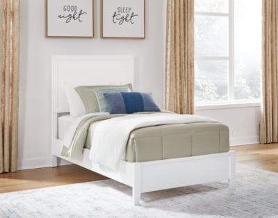 Binterglen Twin Panel Bed Frame - Sturdy Wooden Platform Bed with Headboard & Footboard, Modern Minimalist Design for Small Spaces - Perfect for Kids Rooms, Guest Bedrooms & Dormitories