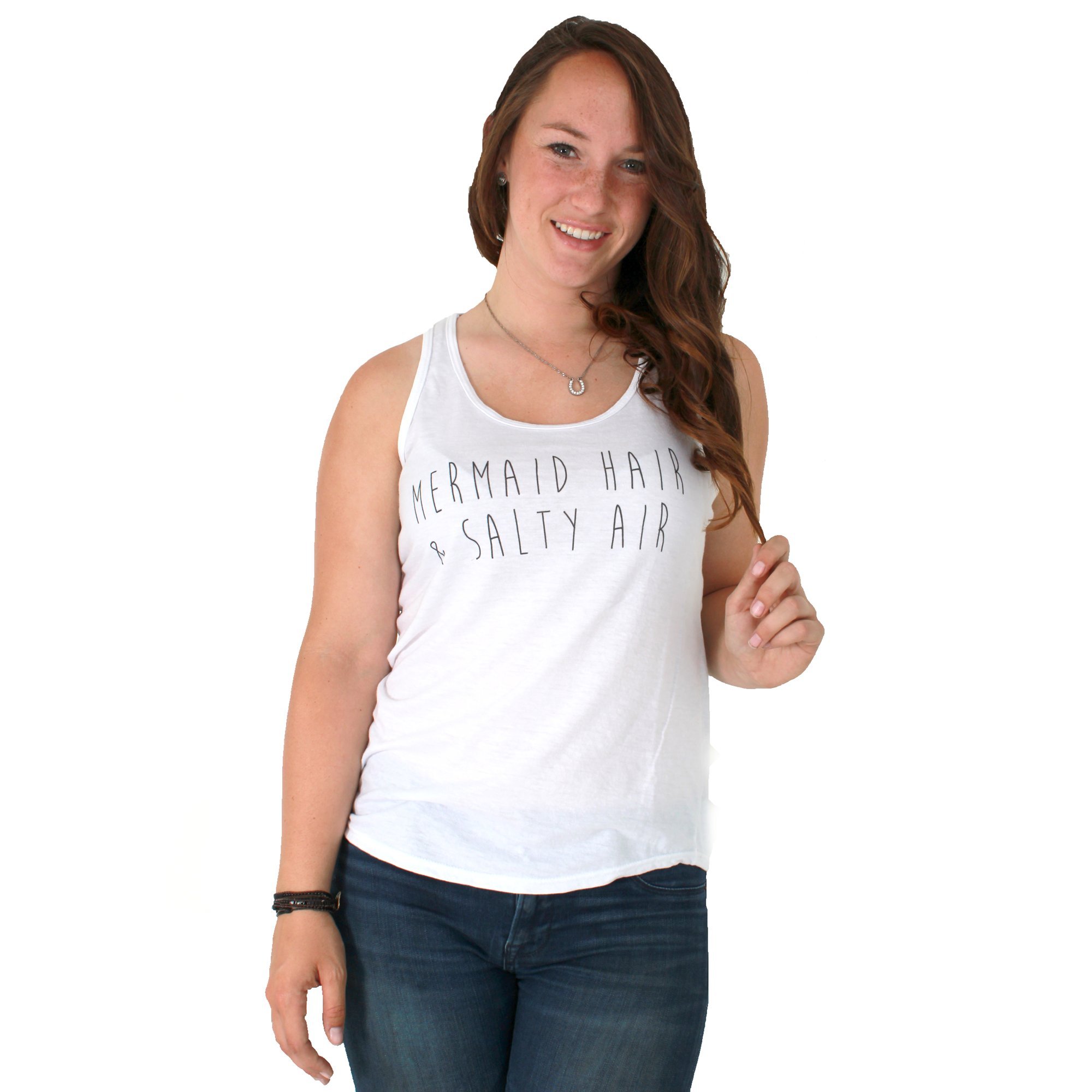 Mermaid Hair & Salty Air Triblend Racerback Tank Top - Soft Breathable Women's Workout Top for Yoga, Running & Beach Vacation