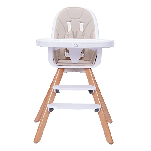 3-in-1 Wooden Baby High Chair with Removable Tray - Convertible to Booster Seat & Toddler Chair | Adjustable Height & Easy Assembly | Safe for Infants 6-36 Months | Perfect for Dining, Feeding & Playtime
