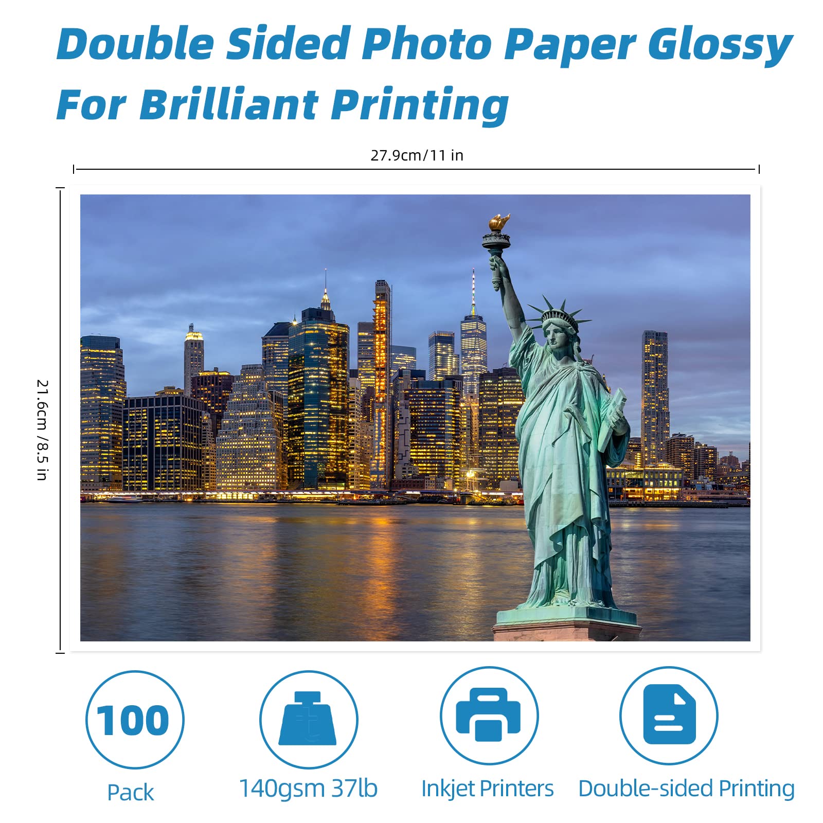 Premium Glossy Sticker Photo Paper & Double Sided Photo Paper Bundle - 100 Sheets Each (8.5x11 Inches, 6.5 Mil, 130-140 GSM) for Inkjet Printers - Perfect for DIY Stickers, Scrapbooking, Photo Albums & Craft Projects