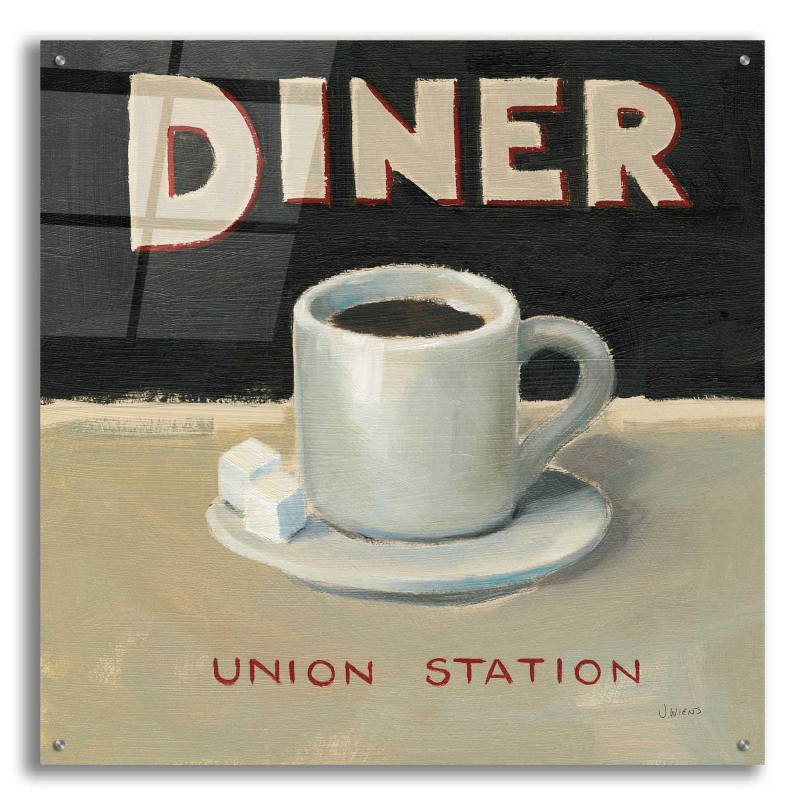 Epic Art 'Coffee Spot II' by James Wiens - 36x36 Inch Acrylic Glass Wall Art Painting for Living Room, Bedroom & Office Decor