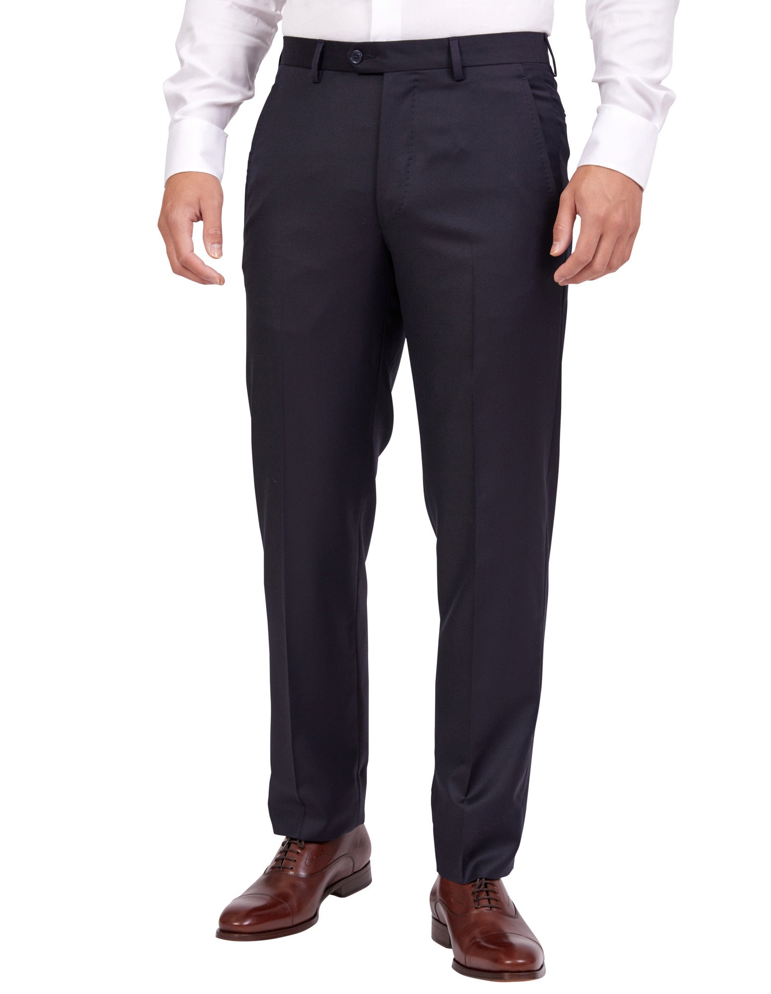 Premium HENRY SARTORIAL X DORMEUIL Full Canvas Plain Merino Wool Business Suit - Navy Blue Size LG | Luxury Formal Wear for Weddings, Business Meetings & Special Occasions