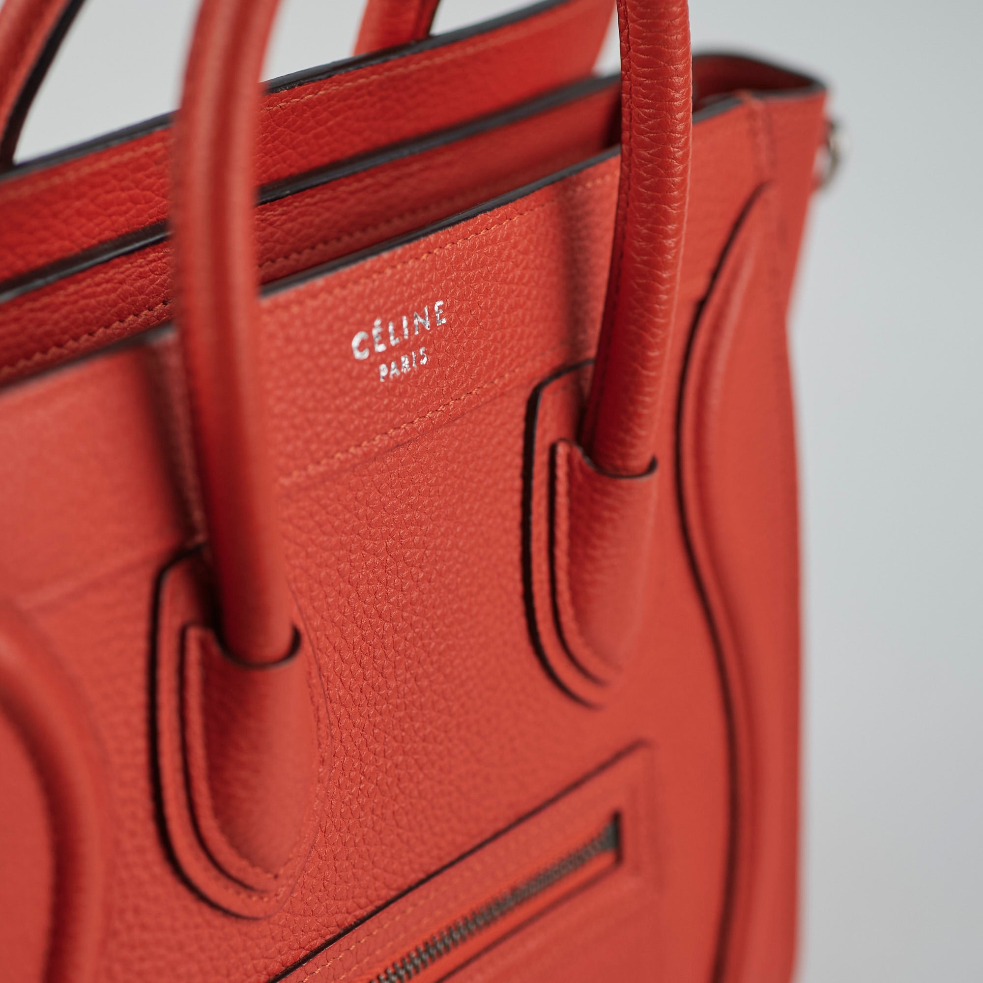 Celine Luggage Nano Orange Leather Handbag - Luxury Designer Crossbody Bag for Women | Perfect for Travel, Work & Evening Out