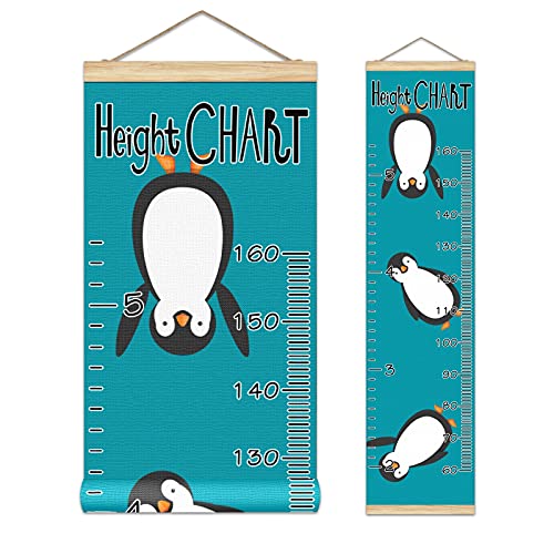 Penguin Blue Kids Height Growth Chart - Hanging Wall Ruler Decor for Nursery, Bedroom & Playroom | Perfect for Tracking Child's Growth Milestones