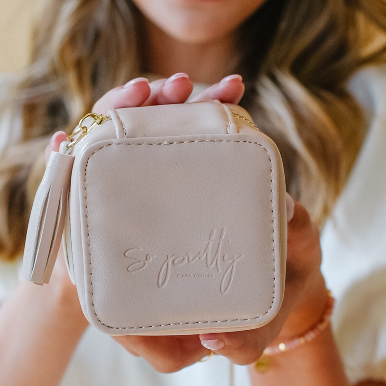 Wanderlust Daily Jewelry Bag - Blush Pink Organizer for Travel, Storage & Gift Giving | Perfect for Necklaces, Rings & Earrings